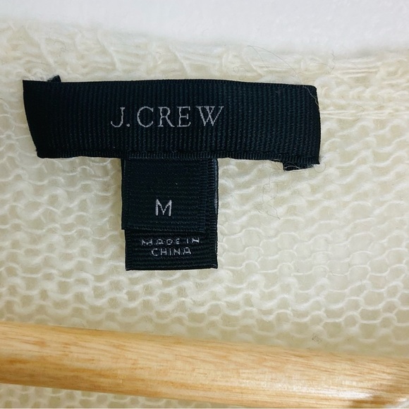 J. Crew white and nave blue open weave Breton stripe longline sweater. Medium - Picture 4 of 4